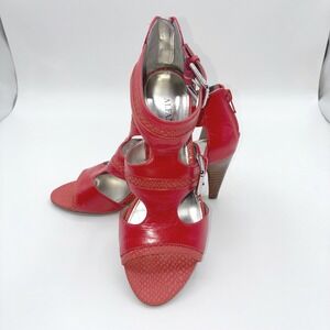 Alfani Odette Honeysuckle‎ Leather Snake Print Heel Sandals Women 6M Retro